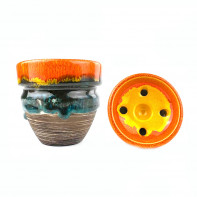 Чаша для кальяна Kolos - Rikule Glaze Сине-Оранжевая (Прямоток) (color 51)