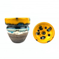 Чаша для кальяна Kolos - Rikule Glaze Желто-Синяя (Прямоток) (color 111)