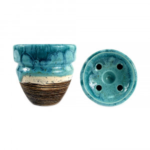 Чаша для кальяна Kolos - Rikule Glaze Бирюзово-Белая (Прямоток)