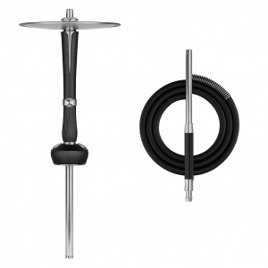 Кальян Hoob - Enzo Черный / Нержавеющая сталь (Фиксированное блюдце) 54см (Без колбы)